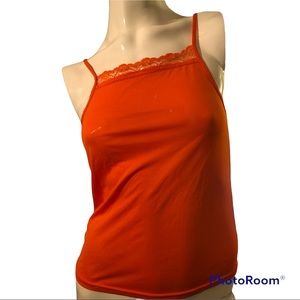 LACE TRIM RIB CAMI KNIT TOP